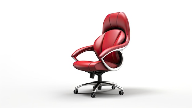 3d modern red office chair isolated on white background