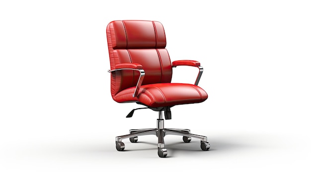 3d modern red office chair isolated on white background