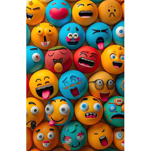 Photo 3d modernized emoji banner advertisement with a lot of cool emojis to show size rectangle 4h x 12w s