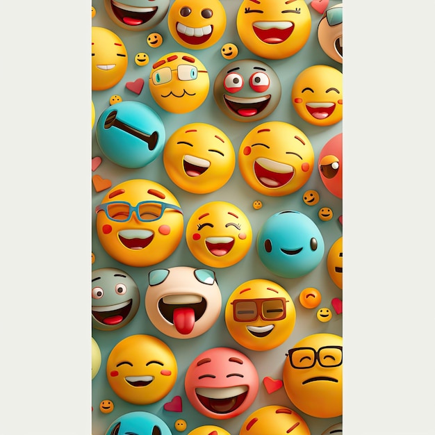 Photo 3d modernized emoji banner advertisement with a lot of cool emojis to show size rectangle 4h x 12w s