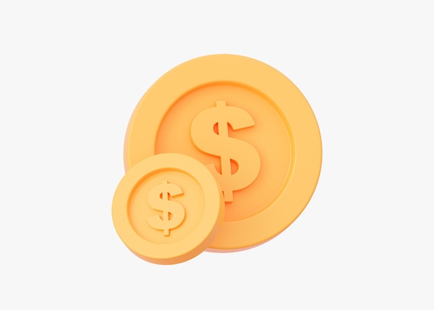 3D Money Coin with dollar sign 3d rendering illustration