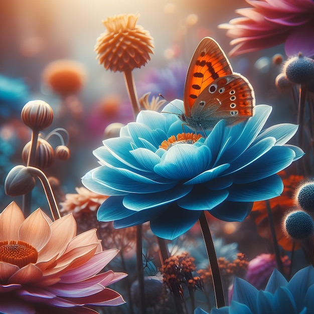 3D multi color flower background