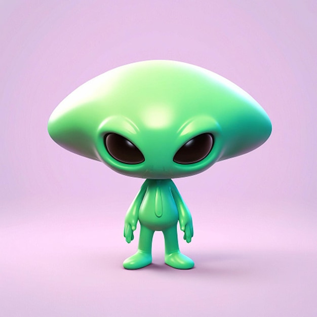 3D Mysterious Alien Character Isolated Background