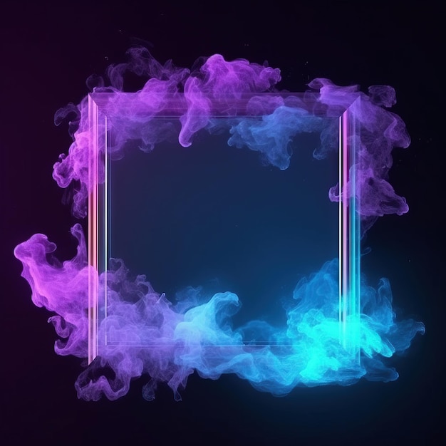 3d neon lights empty frame High quality ai generated image on white background