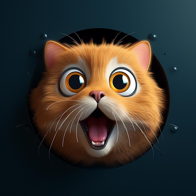 3D Nervous Cat Icon Emotions and Pet logo illustration