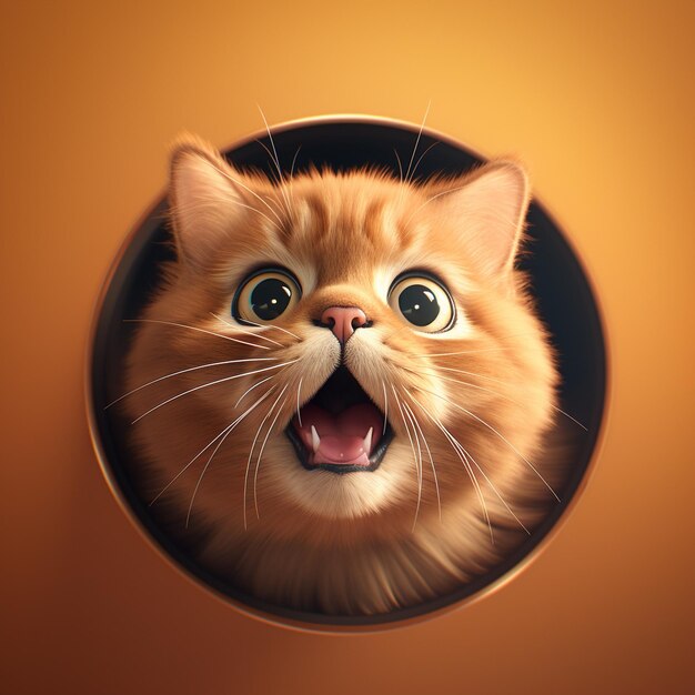 3D Nervous Cat Icon Emotions and Pet logo illustration