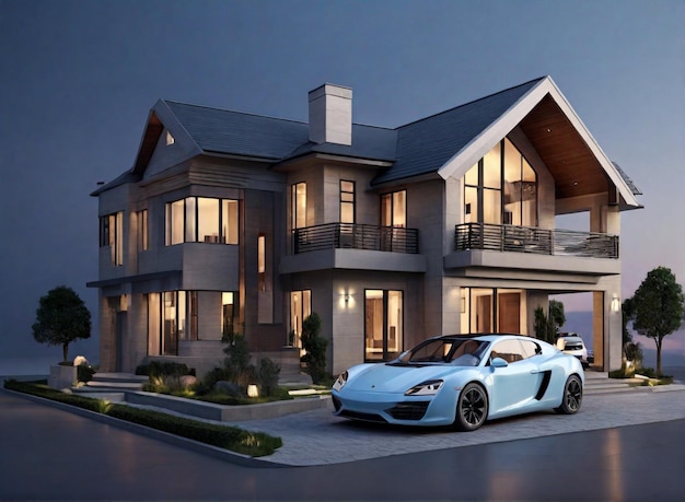 3d new house wait car