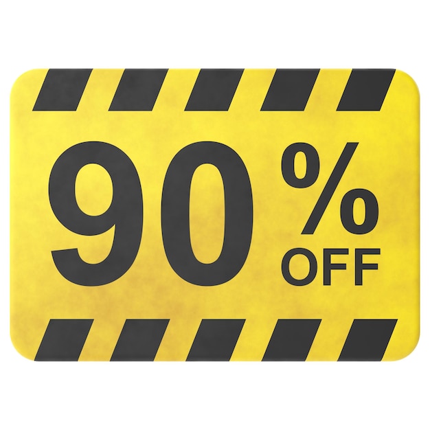 3D ninety percent off 90 off Sale badge