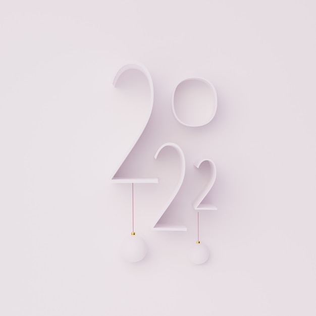 3d number Happy 2022 New year  render illustration