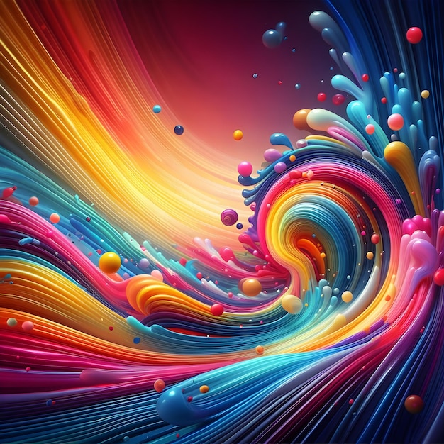 3D object background in liquid rainbow colors flowing and wavy