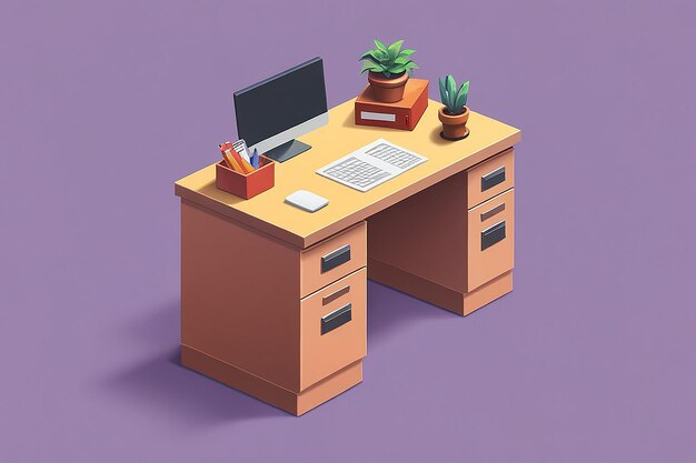 3D Office Desk Icon