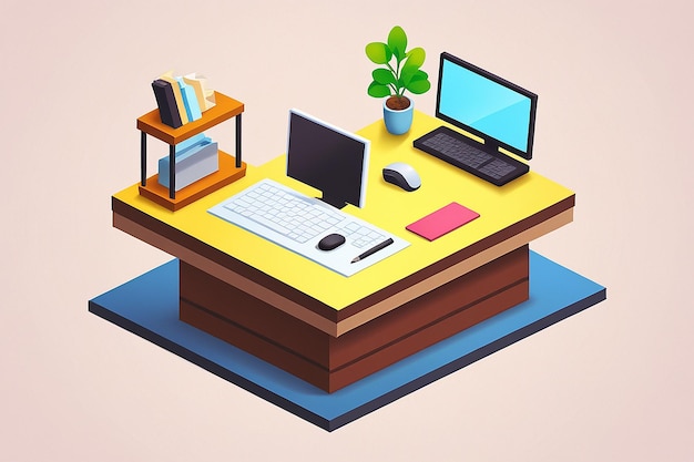 3D Office Desk Icon