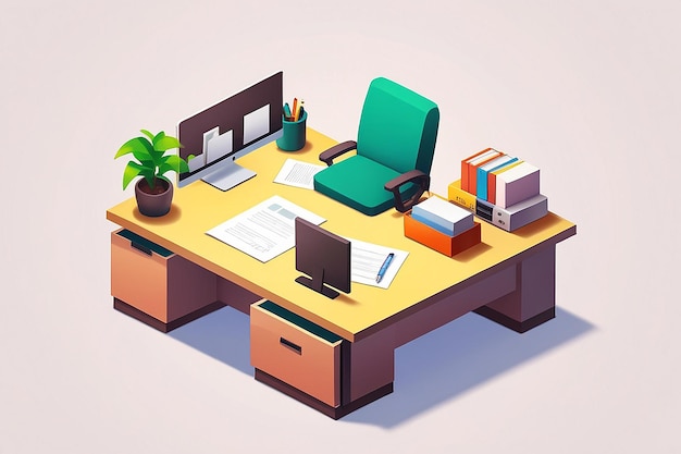 3D Office Desk Icon