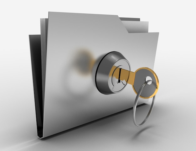 3d office folder and key. 3d illustration