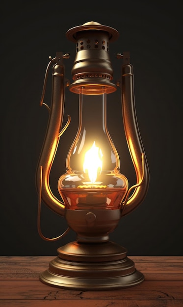 3d oil lamp traditional with studio background