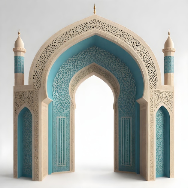 Photo 3d old islamic gate arch