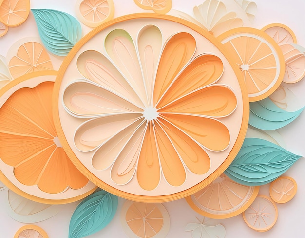 3D orange background illustration with pastel yellow