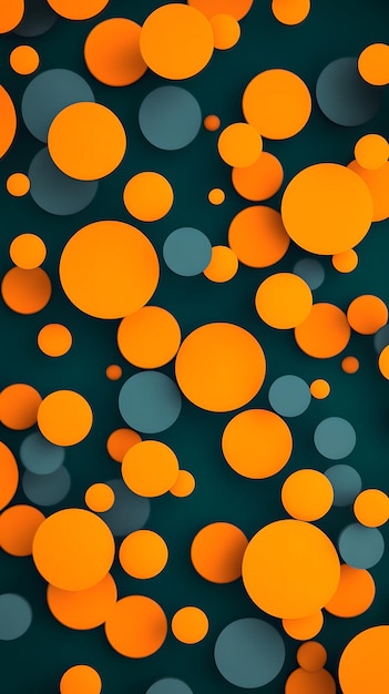 Photo 3d orange balls circles spheres bubbles on green background abstract image texture pattern