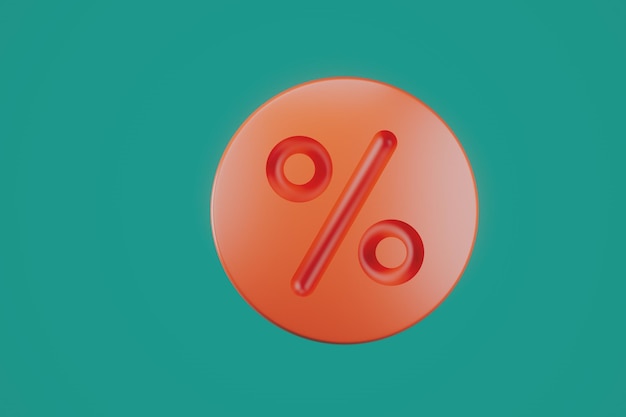 3d orange icon of percent discount on green background