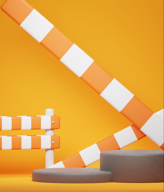 3D Orange Podium With Construction Ornament