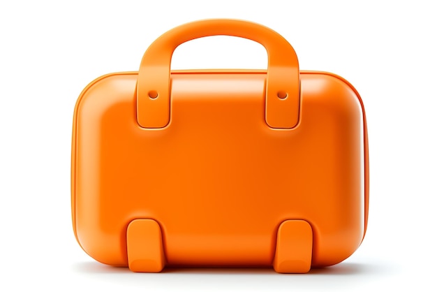 3d orange suitcase icon on a white background