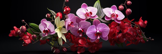 3D Orchid Flower Arrangement Smooth Elegance Transparent PSD PNG