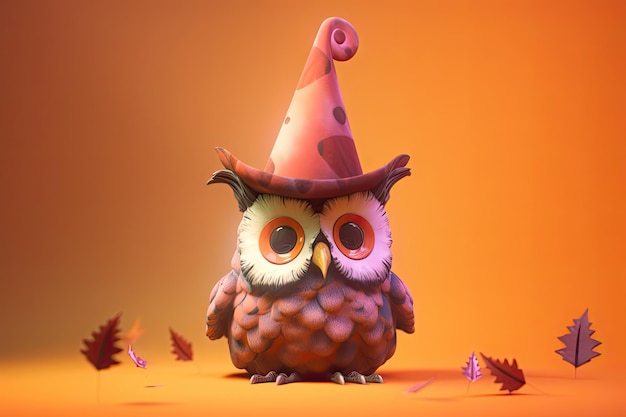 3d owl hearing wizard hat Generative Ai