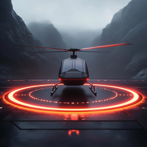 Photo 3d pad icon landing area for helicopters illustration logo