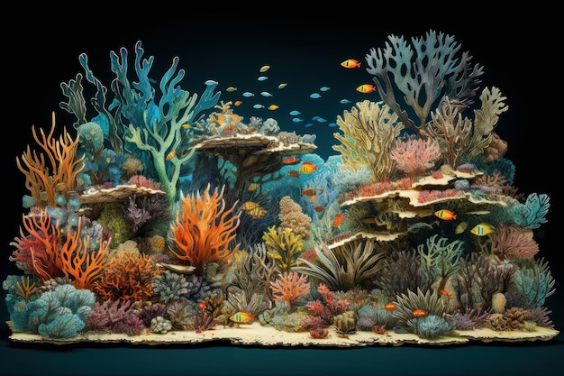 A 3d painting of a coral reef with a fish on it.