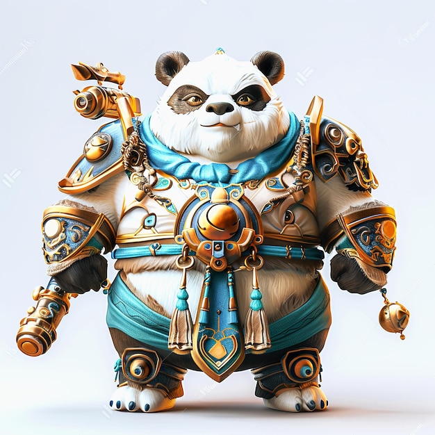 3D Panda cyborg cartoon character Realistic robot Panda cartoon design