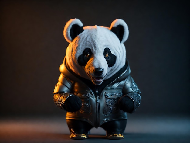 3d panda wearing hoodie