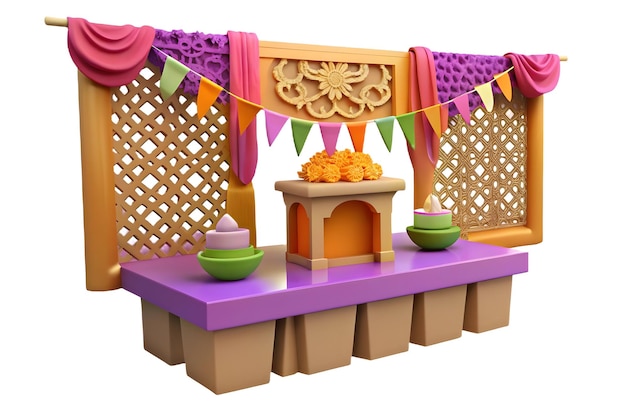 Photo 3d papel picado and altar isolated vector concept as a vector illustration of papel picado patterns