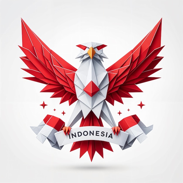 Photo 3d paper art origami garuda indonesia