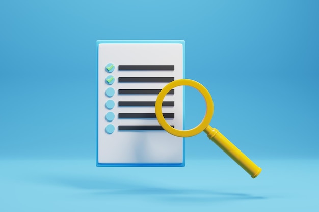 3d paper checklist clipboard icon isolated on blue background