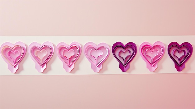 3D paper cut style hearts in various sizes on a soft pink background Anniversary day Valentine day