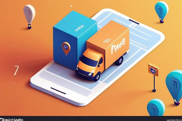 Photo 3d parcel with location pin fast delivery service concept express delivery shipping quick move trendy and modern vector in 3d style