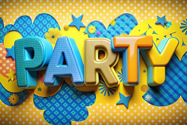 Photo 3d party text effect