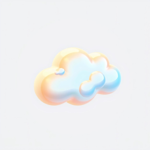 3D pastel colored cloud icon isolated on white background