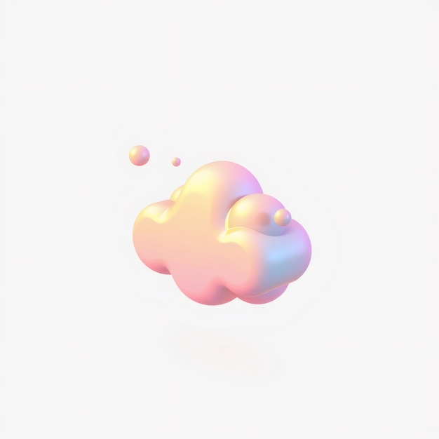 3D Pastel Pink and Yellow Cloud with Raindrops Illustration