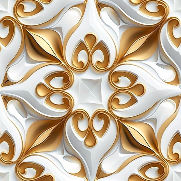 A 3d pattern with gold and white colors.