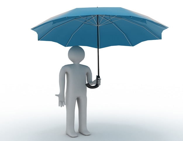 3d people - man, person under a umbrella