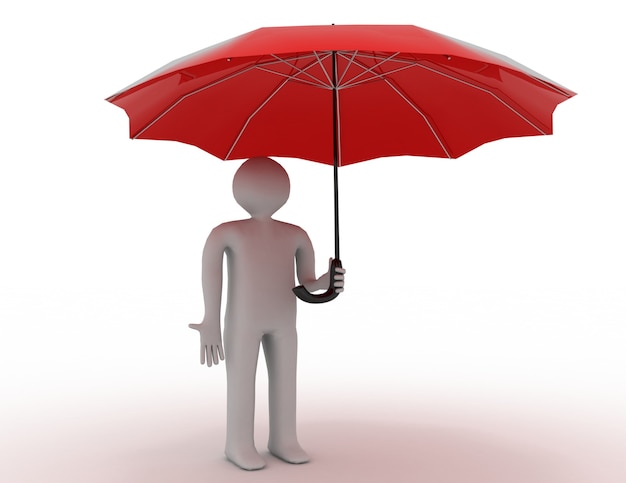 3d people - man, person under a umbrella