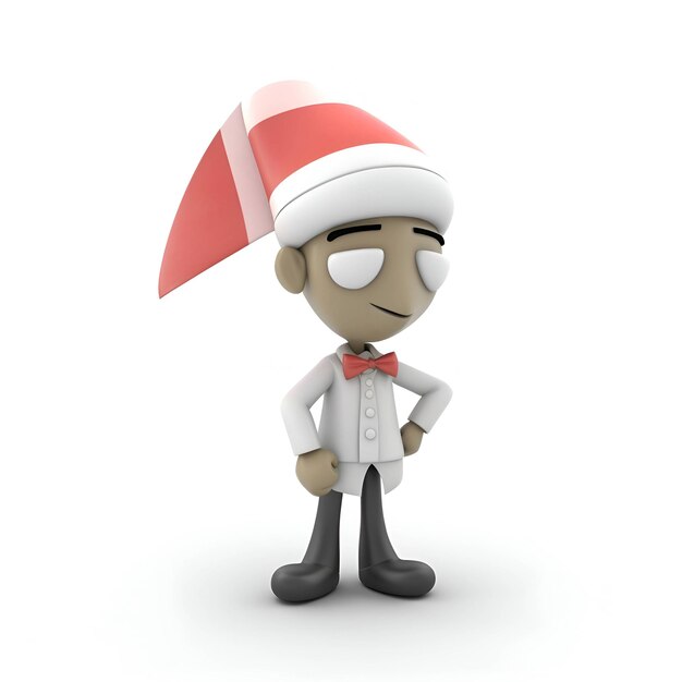 3d people man with christmas hat isolated white background