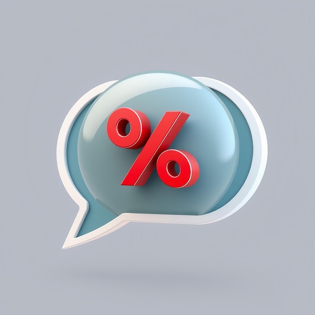 Photo 3d percent icon in speech bubble promotion discount and finance concept