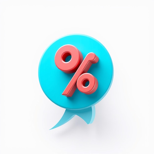 Photo 3d percent icon in speech bubble promotion discount and finance concept