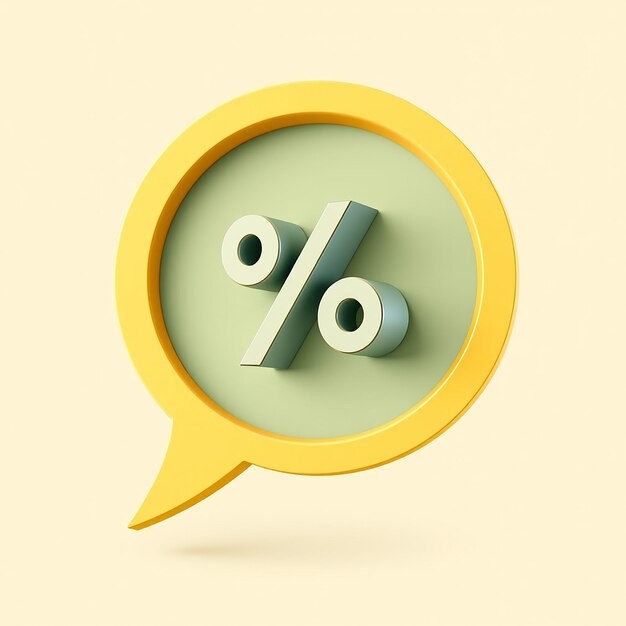 Photo 3d percent icon in speech bubble promotion discount and finance concept