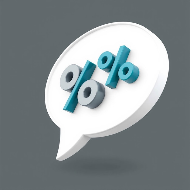 Photo 3d percent icon in speech bubble promotion discount and finance concept