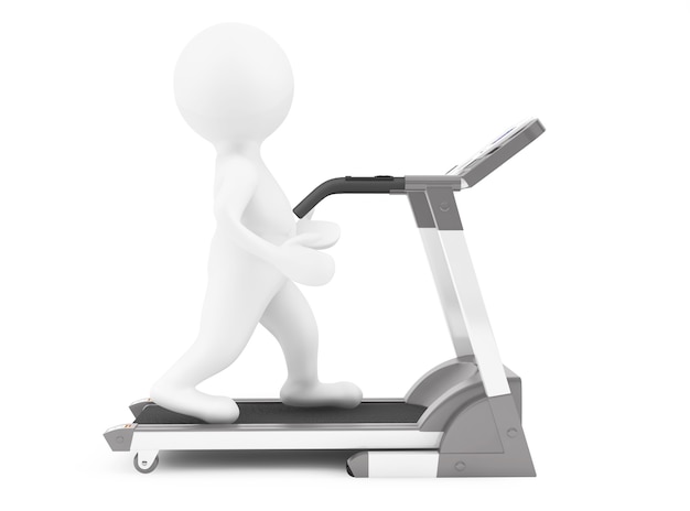 3d Person on Treadmill Machine on a white background