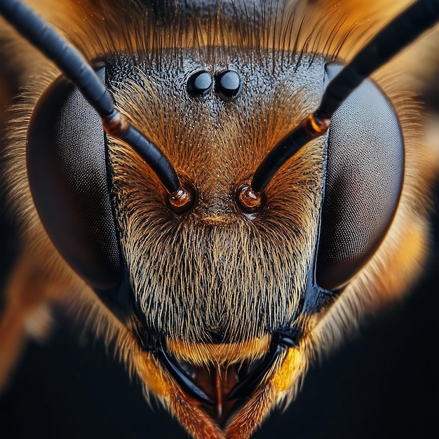 Photo 3d photo of a bee with a black face and yellow wings