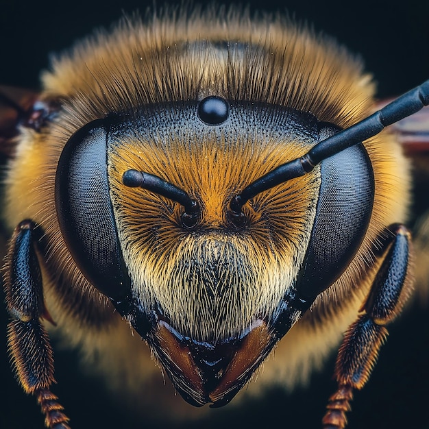 Photo 3d photo of a bee with a black face and yellow wings